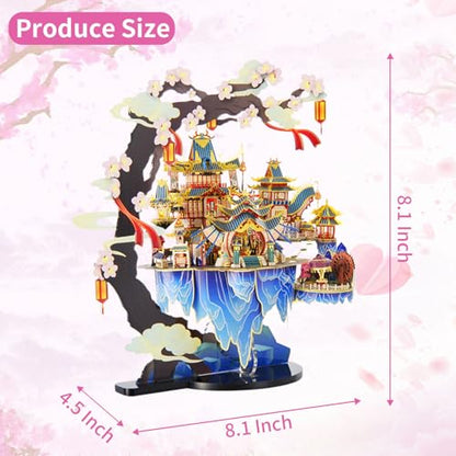 Microworld 3D Metal Puzzle for Adult, Peach Blossom Source Architecture Metal Model Kits, DIY Brain Teaser Challenge 3D Puzzles for Adults, Art Craft Buliding Home Decor Gift for Age 16+