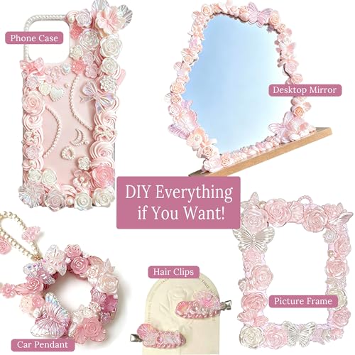 BoFUN Pink Decoden Cream Glue with Charms, Whipped Cream Glue Clay Kit - color: Pink/ Pearl