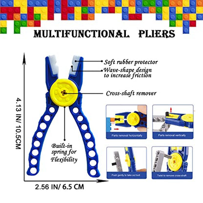 Building Blocks Tool Kit - Brick Separator, Mini Blocks Tool Set, Multi-Functional Hammer, Pliers, Tweezers, Finger Protectors with Tin Box (Blue) - color: Blue
