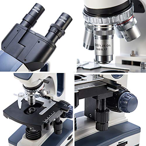 SWIFT SW350B 40X-2500X Magnification, Siedentopf Binocular Head, Research-Grade Compound Lab Microscope with Wide-Field 10X and 25X Eyepieces, Mechanical Stage, Abbe Condenser - style: SW350B