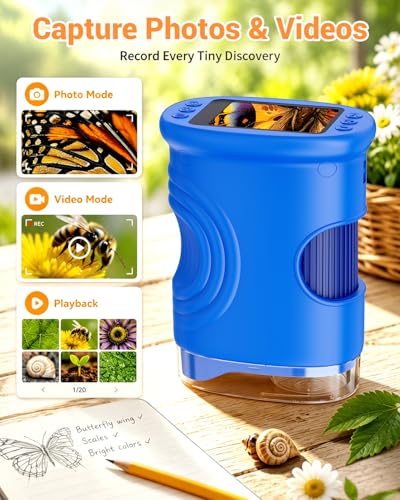 1000X Digital Handheld Microscope for Kids Portable Outdoor Toys & Gifts - color: Blue