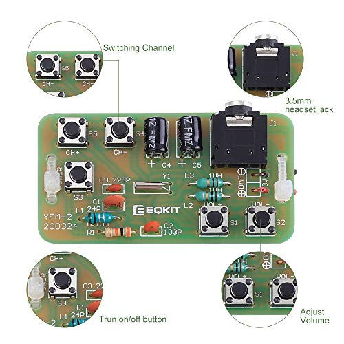 DIY Radio Kit, Icstation FM Radio Kit 76MHZ-108MHZ Soldering Project Radio Module DIY Kits Electronic Solder Practice Kit for Adults College Students Labs Physics Education