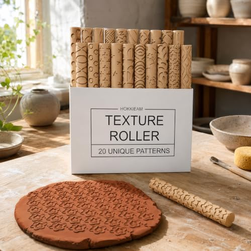 Clay Texture Rollers, 10 PCS Plastic Polymer Clay (Light Brown) - color: Light Brown-20