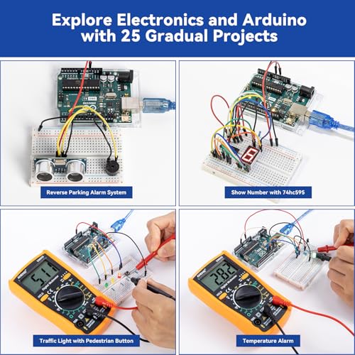 SunFounder Beginner's Lab Starter Kit with Original Arduino Uno R3 REV3 Multimeter 34 Projects 40+ Video Courses Breadboard, RoHS Compliant, for Beginners & Engineers