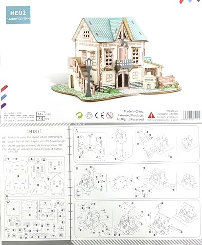 Log Cabin Mini House 3D Wooden Puzzle Building Kit for Adults Teens