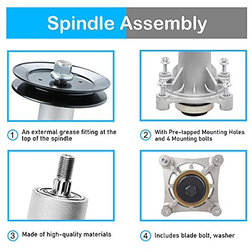 187292 Spindle Assembly 2246 LS, YTH 20K46, YTH2042, CT154 Compatible with Craftsman Husqvarna AYP 42", 46", 48" and 54" Decks 192870, 532192870, 532187292, Includes Pulley 195945,197473 - size: 3 Spindles + 3 pulley