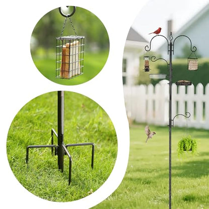 ERYTLLY Bird Feeding Station Kit Bird Feeder Pole Wild Bird Feeder Hanging Kit Planter Hanger Multi Feeder Hanging with Metal Suet Feeder Bird Bath for Attracting Wild Birds - size: 91 Inch