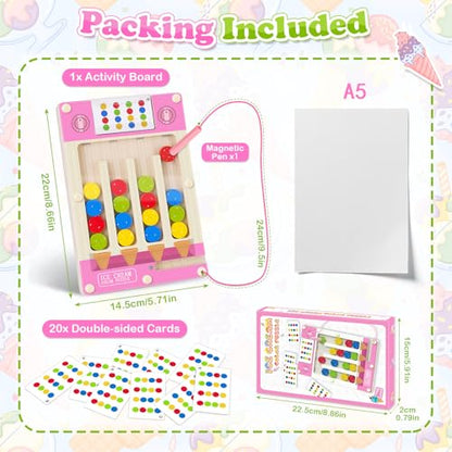 Magnetic Wooden Toys for 3-6 Year Old Girls, Montessori Brain Teasers Game - color: Pink