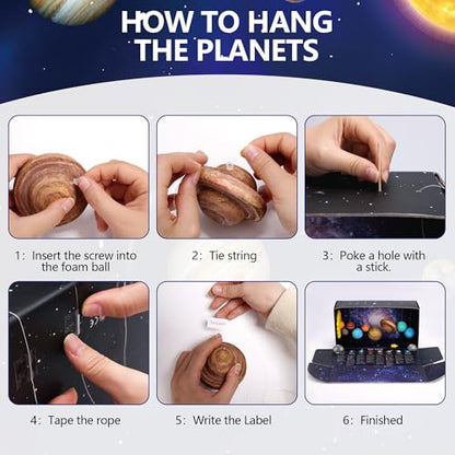 Pllieay 3D Solar System Model, Solar System Project Kit Include Display Box - style: 3D Solar System Model Kit