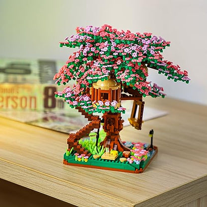 NEWABWN Cherry Blossom Bonsai Tree Mini Micro Building Set, Japanese Sakura Tree House Model Sets for Adults, Flowers House Mini Bricks Building Kit, Creative Gift Toys for Teens 14 (2138PCS) - style: B