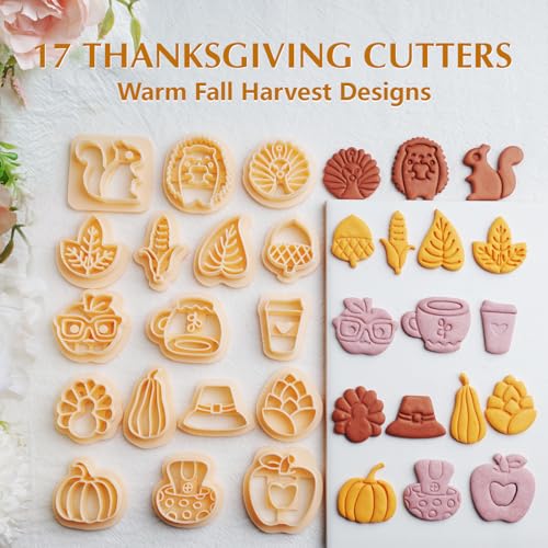 70 Pcs Fall Winter Polymer Clay Cutters, Halloween Thanksgiving Christmas