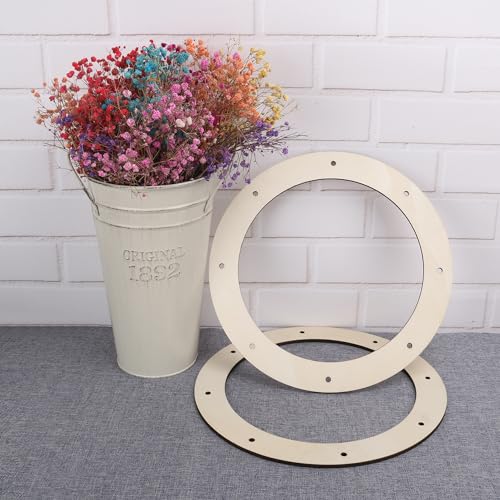 12 PCS 12 Inch Wooden Wreath Ring with Pre-Cut Holes, Versatile Unfinished Wood Wreath for Crafts, Easter, Home Decor, by GNIEMCKIN