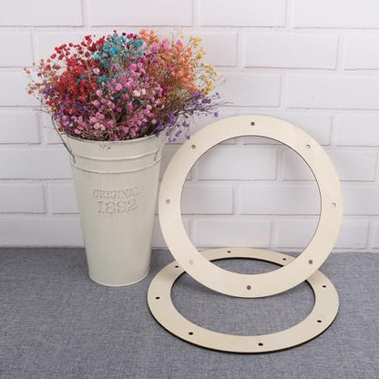 12 PCS 12 Inch Wooden Wreath Ring with Pre-Cut Holes, Versatile Unfinished Wood Wreath for Crafts, Easter, Home Decor, by GNIEMCKIN