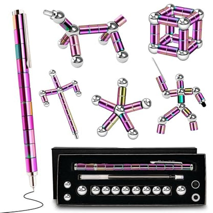 Magnetic Fidget Pen teen gifts - Cool Gadgets Gift for Men Dad, Modular Metal Stress Relief Toy for ADHD Anxiety, Creative Building Blocks Writing Stylus, Ideal Father's Day & Graduation Present - color: S-color