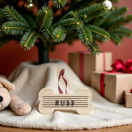 Pearhead Pet Letterboard Bone Holiday Christmas Tree Ornament, Pet Owner Christmas Keepsake, Wood with Buffalo Check Hanging Ribbon - color: Bone Letterboard Onament, size: 1-Pack