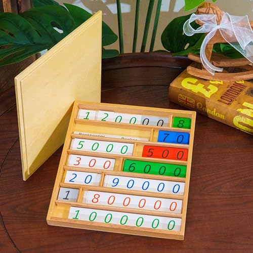 Premium Montessori Bank Game: Complete Decimal System Math Kit in Beechwood | Place Value & Operations Manipulatives for Ages 5-8, Homeschool & Special Education (Bank Game)
