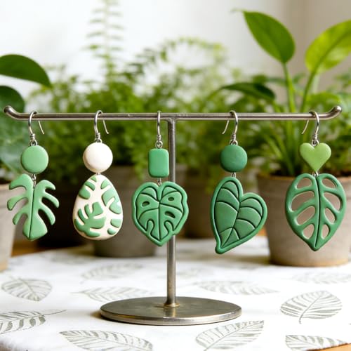 17Pcs Monstera Leaves Polymer Clay Cutters Tropical Leaf Polymer Cutter for Clay Earrings Making Festival Jewelry DIY - color: Monstera Leaves