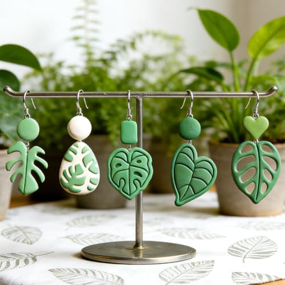 17Pcs Monstera Leaves Polymer Clay Cutters Tropical Leaf Polymer Cutter for Clay Earrings Making Festival Jewelry DIY - color: Monstera Leaves