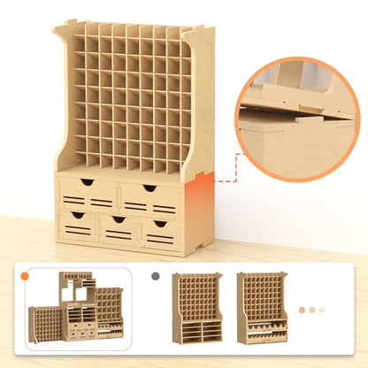 Large Capacity Plastic Model Tool Storage Paint Rack - Holds 72 Pieces, Compatible with Vallejo Modular Paint Rack, MDF Material, GK12 - size: 72 Holes Vallejo