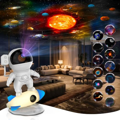 FlyLily Galaxy Projector, 12 in 1 HD Planetarium Astronaut Galaxy Projector for Bedroom, Galaxy Star Night Light Projector for Kids Adults Gaming Room/Party/Home Décor