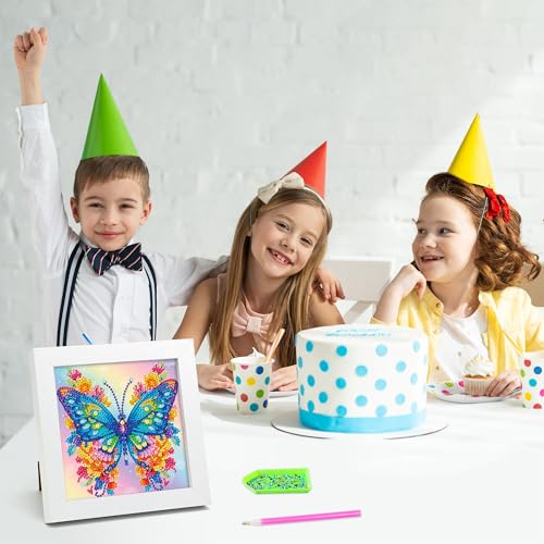 Libfx Diamond Art Kits for Kids with Frame Diamond Art for Girls Boys Beginners Arts and Crafts Birthday Gifts (Butterflr-2) - color: Butterflr-2
