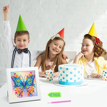 Libfx Diamond Art Kits for Kids with Frame Diamond Art for Girls Boys Beginners Arts and Crafts Birthday Gifts (Butterflr-2) - color: Butterflr-2