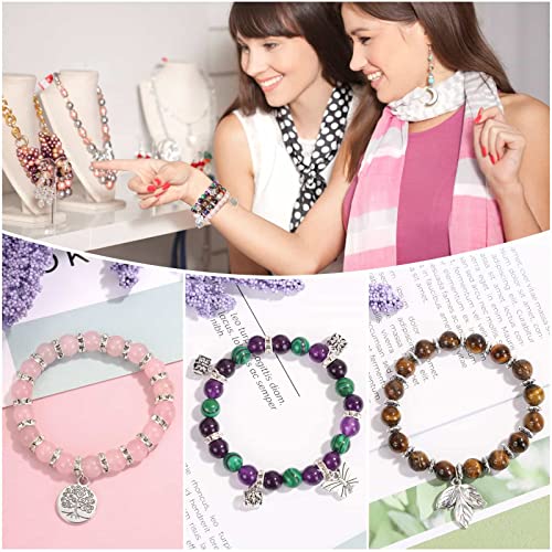 PAXCOO 473Pcs Stone Jewelry Making Kit Crystal Stone Bracelet Making Kit for Adults, Crystal Natural Healing Beads for Jewelry Making, Bracelet Making
