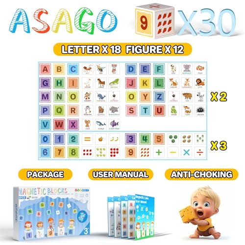 Magnetic Blocks for Kids Ages 3+, 3D Alphabet & STEM Building Cubes - style: Printed-30PCS(1.34in)