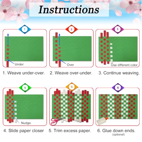 15 Christmas Paper Weaving Project • Anxiety Relief PaperCraft • DIY Placemats with ¾-inch Paper Strips and 9x14-inch Mats • Beginner Learn to Weave • Home and Classroom Decor (Red White Green) - color: Red White Green