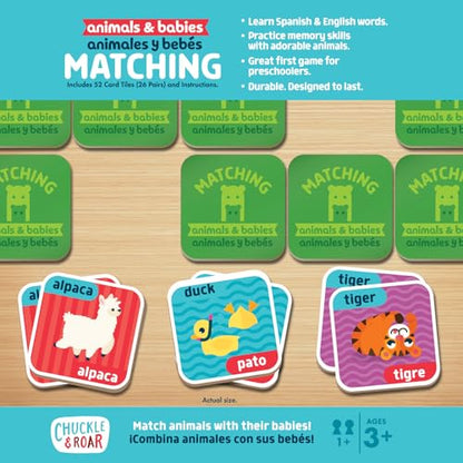 Chuckle & Roar Animals & Babies Memory Matching Game, 52 Tiles, Ages 3+ - color: Animals and Babies