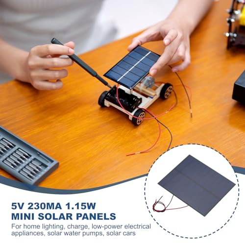 MECCANIXITY 2 Pcs 5V 1.15W 230mA Mini Solar Panels, Small Polycrystalline Solar Cell Panel with 2 Cable for DIY Electric Toy Materials Kits Charger, 100.8mm x 82.5mm - style: 5V 1.15W 230mA