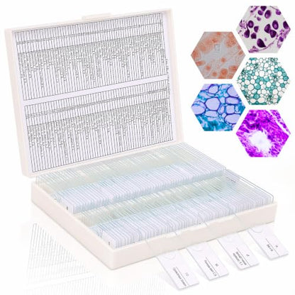 Tellegloww 120 Pcs Microscope Slides with Specimens for Kids & Students