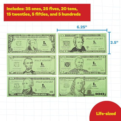 Learning Advantage Play Bills Set, Teach Money Math with Pretend Currency - style: Play Bill Set
