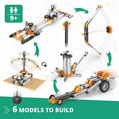 Engino STEM Toys, Physics Laws: Inertia, Friction & Circular Motion, Engineering Kit for Kids 9+, Creative STEM Projects, Gifts for Boys & Girls, Building Toys (6 Model Options)