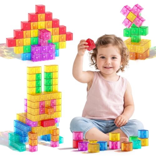 Magnetic Blocks 40PCS 1.34" Transparent Large Magnetic Building Cubes - style: Transparent-40PCS（1.34in）