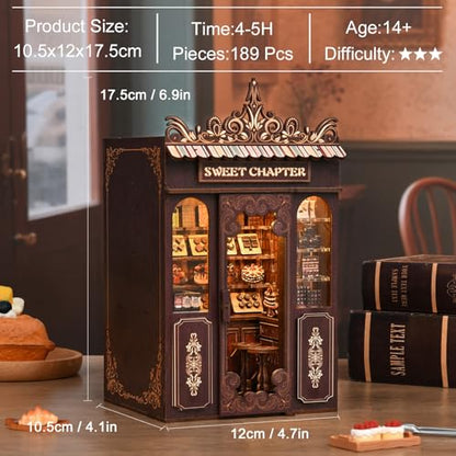 Book Nook Kit, DIY Dollhouse Miniature House with LED Bookshelf Decor Home Decor, 3D Wooden Puzzle Craft and Creative Gifts for Adults, Teens, Beginners (Sweet Chapter) - style: Sweet Chapter