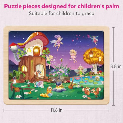 SYNARRY 6-Pack Large Wooden Unicorn Mermaid Princess Fairy Jigsaw Puzzle - style: Fantasy