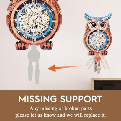 3D Puzzles for Adults Wooden Owl Puzzle Clock Adult Crafts - color: Owl Clock