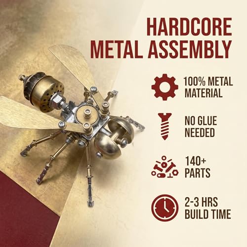 3D Metal Puzzle Mechanical Model Kit Steampunk Bee Insect 140+ Parts No Glue Build Premium Desktop Decor Christmas & Birthday Gift for Adults Hobbyists (Little Bee -B) - style: Little Bee -B