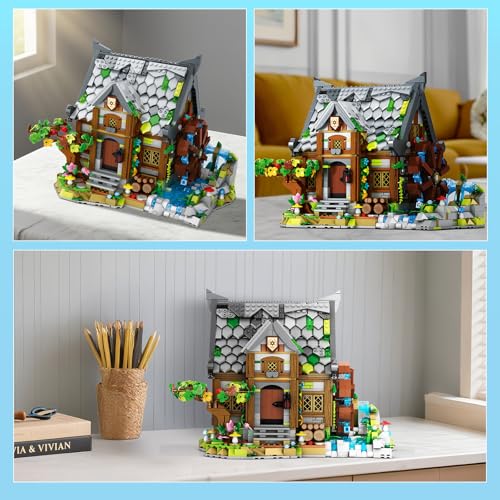 Reobrix Medieval Building Set Watermill Cabin House Model 1873PCS
