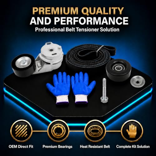 Serpentine Belt Tensioner & Idler Pulley Kit with EPDM Belt Compatible with Chevrolet Trailblazer 2002-2009, GMC Envoy, Buick Rainier, Isuzu Ascender, Saab 9-7X, Bravada DOHC 4.2L, Replace 90K-38178 - size: 90K38178