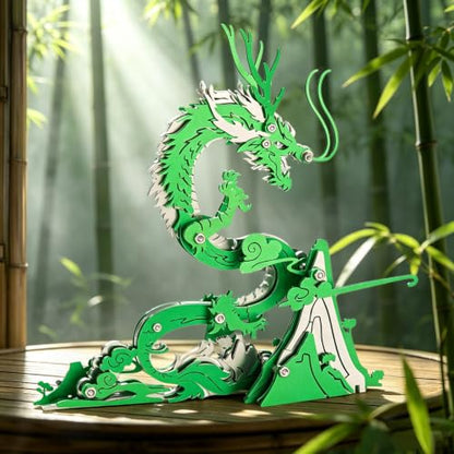 3D Metal Puzzle Mechanical Model Kit Green Dragon Stainless Steel - color: A7-green Dragon