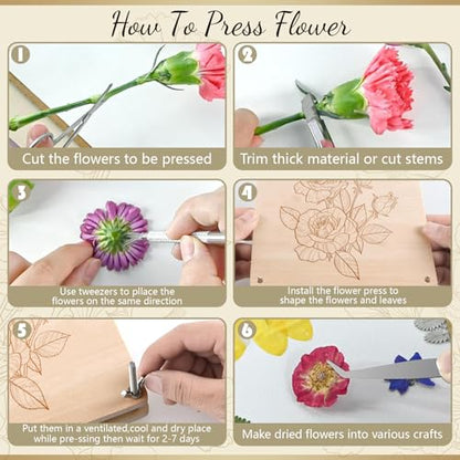 GTQYYF Large Flower Press Kit 10.8 x10.8 inches with Storage Bag,Solid Wood Flower Press Kit - DIY Arts and Craft Kit 10 -Layers, Ideal Gift for Flower & Plant Lovers - size: 10.8 x 10.8 inches