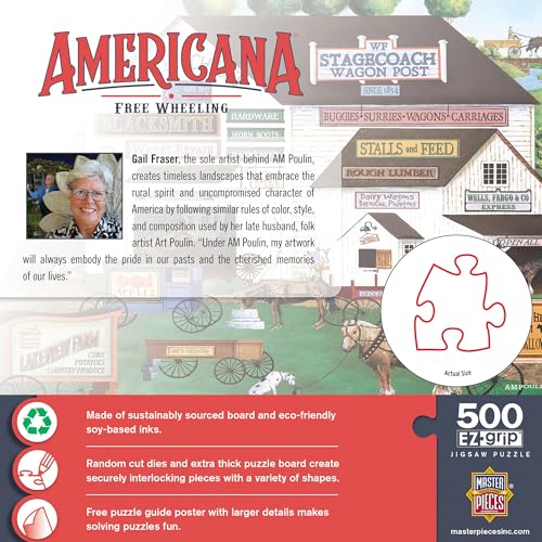 MasterPieces - 500 Piece Jigsaw Puzzle, Large EZ Grip Shapes, Free Wheeling, Fun for Adults, Seniors, Family, Kids, 19.25" x 26.75" - style: Free Wheeling
