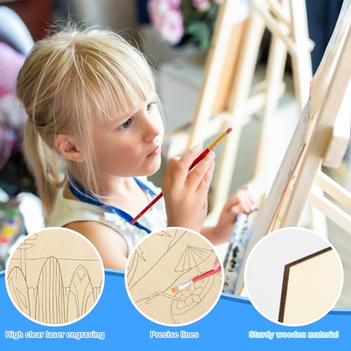 COCHIE 10 Pieces Large Summer Unfinished Wood Crafts to Paint for Adults, Bulk Predrilled Wooden Ornaments for Painting, Beach Paintable Wood Slices Craft Supplies with Ropes - color: Beach