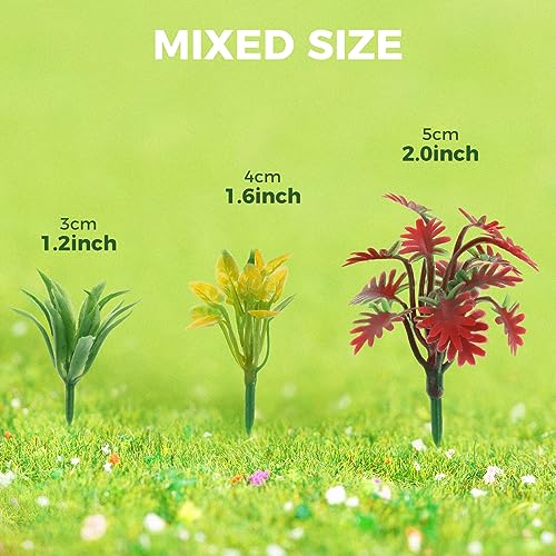 Yetaha 90Pcs Mixed Color Mini Shrub Bush Models - color: Red