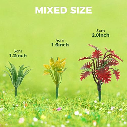 Yetaha 90Pcs Mixed Color Mini Shrub Bush Models - color: Red