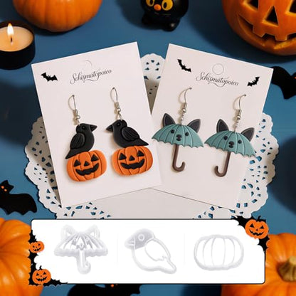 8 Pack Halloween Horror Atmosphere Polymer Clay Cutters - color: Halloween cat