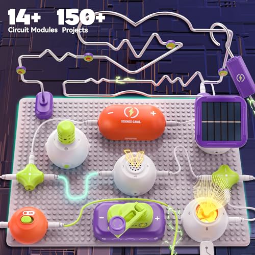 Science Kits for Kids - STEM Kits for Kids, Electronics Exploration Kit, Over 150 Projects, 14 Circuit Parts, STEM Educational Toy Gifts for Kid Boys Girls Ages 3 4 5 6 7 8 9 10 11 12 - style: 150+ Projects