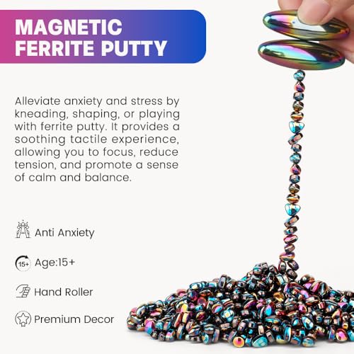 Slime Putty Set, Cool Fidget Magnet Ferrite Putty, Magnetic Stones Eggs with Rattle Oval Magnet, Novelty EDC Desk Gadget Slime Putty & Science Kit Gift - color: Multicolored